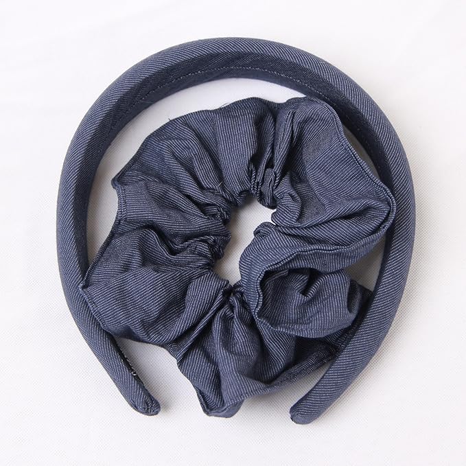Headband and Scrunchie Set for Women 2Pack Hair Ties for Girls Elastics Bands Ponytail Holder Hair Accessories Royal Blue
