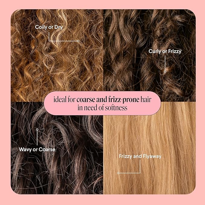 MONDAY HAIRCARE Smooth Shampoo + Conditioner Bathroom Set (2 Count) 12 oz Each For Frizzy, Coarse & Curly Hair Made with Coconut Oil, Shea Butter & Vitamin E 100% Recyclable Bottle Pink