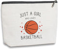 Basketball Gifts, Basketball Gifts for Girls, Basketball Stuff, Gift for Bestie Sister Daughter Girls Sister Friend Women, basketball Decor, Travel Toiletry Makeup Zipper Pouch Just a Girl Who Loves