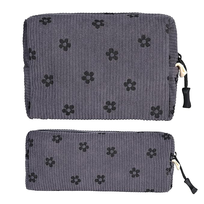 Small Cosmetic Bag set for Women Corduroy Makeup Bag with Interior Pocketes Cute Corduroy Makeup Pouches Women Small Toiletry Bag