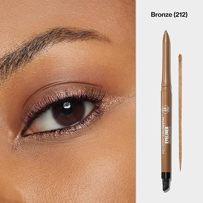REVLON ColorStay Pencil Waterproof Eyeliner, Smudge-Proof, Eye Makeup with Built-In Sharpener, Stocking Stuffer for Women, 212 Bronze, 0.01 oz