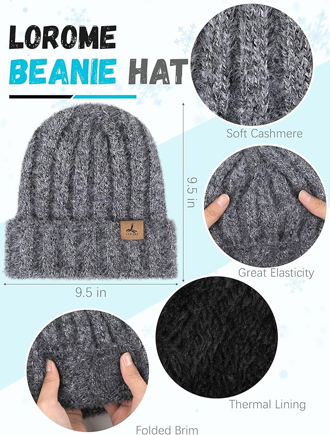 Winter Beanie Hat Scarf Gloves, Warm Fleece Knit Hat Long Scarf Neck Warmer Touch Screen Winter Gloves Set Gifts for Women