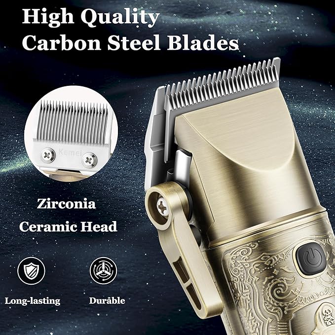 KEMEI Professional Hair Clippers for Men, 3 in 1 Barber Clipper Kit, Bronze