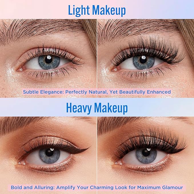 Eyelashes Natural Look False Lashes - Bepholan Fake Eyelashes 5D Super Fluffy False Eyelashes Black Band Wispy Lashes 3-Pack Faux Mink Lashes(XMZ91)