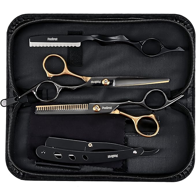 Professional Hair Scissors Thinning Shears Kit, Fozirut Barber Shears Haircutting Scissors Set, Tijeras De Peluqueria Profesional Salon Barber Supplies