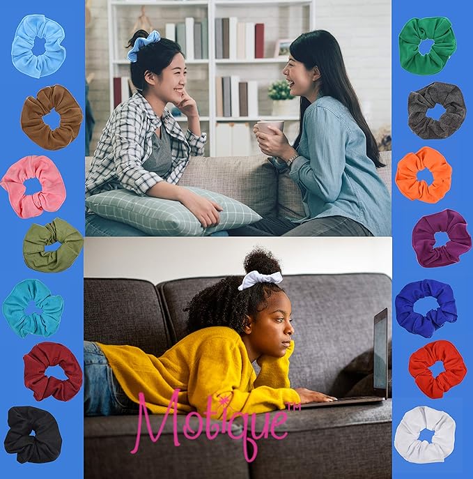 Large Solid Scrunchie - Set of 6 - Green