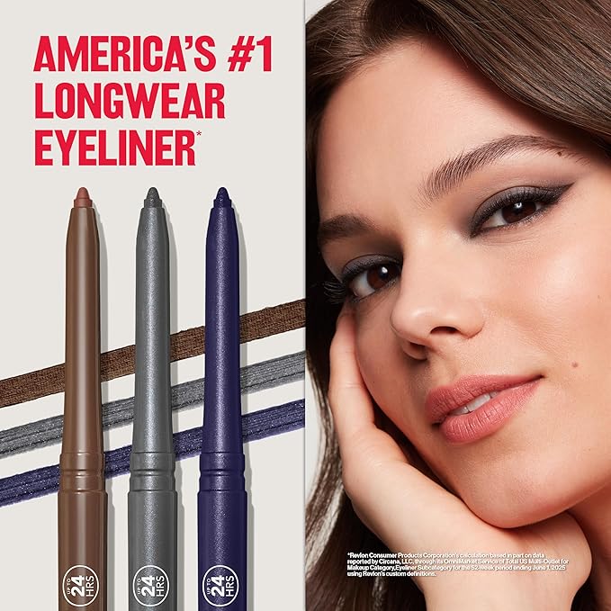 REVLON ColorStay Pencil Waterproof Eyeliner, Smudge-Proof, Eye Makeup with Built-In Sharpener, Stocking Stuffer for Women, 214 Grape, 0.01 oz