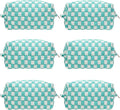 PAZIMIIK Checkered Makeup Bag for Purse Portable Zipper Make Up Pouch Small Cosmetic Case for Travel Accessories (6PCS Arctic Blue)