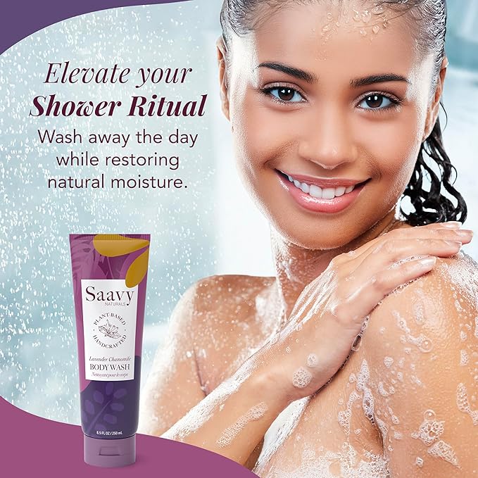 Saavy Naturals Body Wash Lavender Chamomile Plant-Based Ingredients| Made In USA | Sensitive Skin Body Washl Organic Formula With Coconut Oil, Shea Butter, And Aloe Vera - 8.5 Fl Oz, 2 Pack