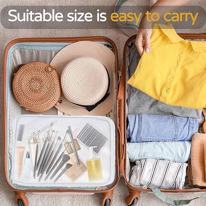 3PCS Clear Hard Plastic Zipper Case, Double Zippers Hard Pouch, Portable Travel Organizer Bin Clear Makeup Bag for Toy Storage, Snack Bag, Cosmetics, Pencil Case, Diaper Bag, Toiletry Bag