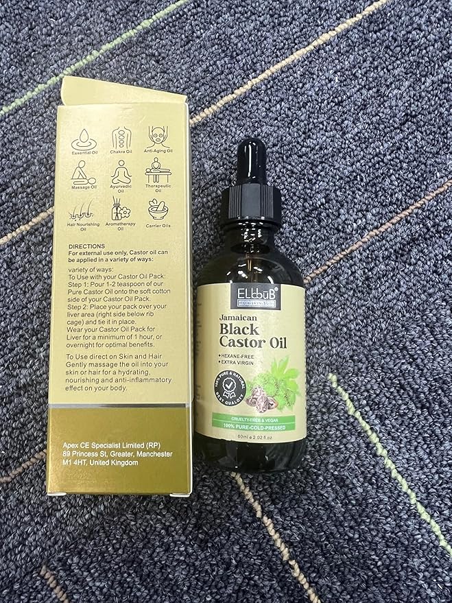 Jamaican Black Castor Oil - for Hair Growth Skin Condition, Eyebrows Eyelashes, Nail Care Grow, Moisturizing Massage Oil for Aromatherapy 2 fl oz