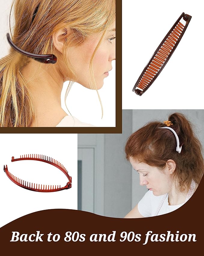 12 Pieces Banana Clip, Classic Clincher Combs for Women, 90s Banana Clips Styling Hair Accessories, Vintage Grip Comb for Fishtail Hair Fish Shape Ponytail Holder