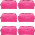 PAZIMIIK 6PCS Cozy Makeup Bag Travel Cosmetic Bag for Women Soft Toiletry Bag Aesthetic Makeup Organizer Portable Large Zipper Pouch for Skincare Beauty Accessories Brushes Waffle Hotpink