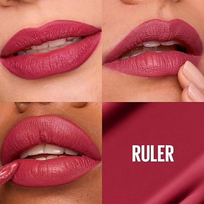 Maybelline Super Stay Matte Ink Liquid Lipstick Makeup, Long Lasting High Impact Color, Up to 16H Wear, Ruler, Deep Cranberry, 1 Count, Packaging May Vary