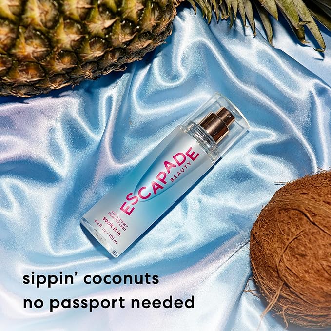 Escapade Beauty Soak It In Fragrance Body Mist (4.2oz) - Coconut water, Gardenia Petals, Tonka Bean, Whipped Vanilla