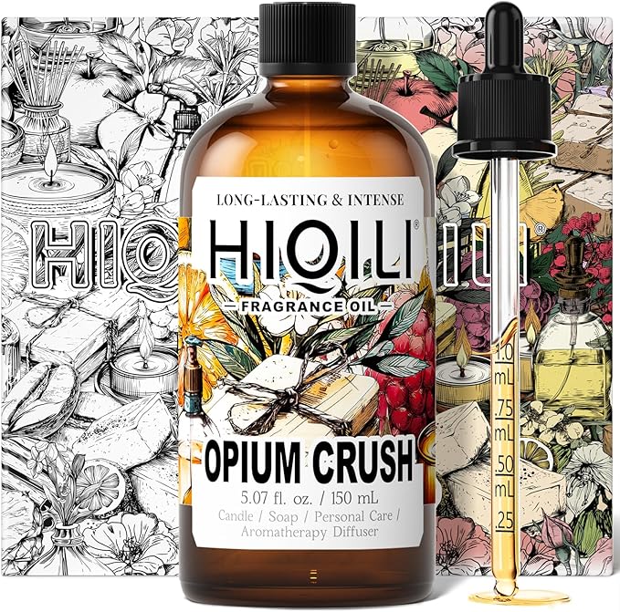 HIQILI Opium Crush Fragrance Oil, Vanilla & Chocolate Scents, for Candle, Soap Making, Essential Oil Diffuser Use, Hair Care - 5.07 Fl Oz