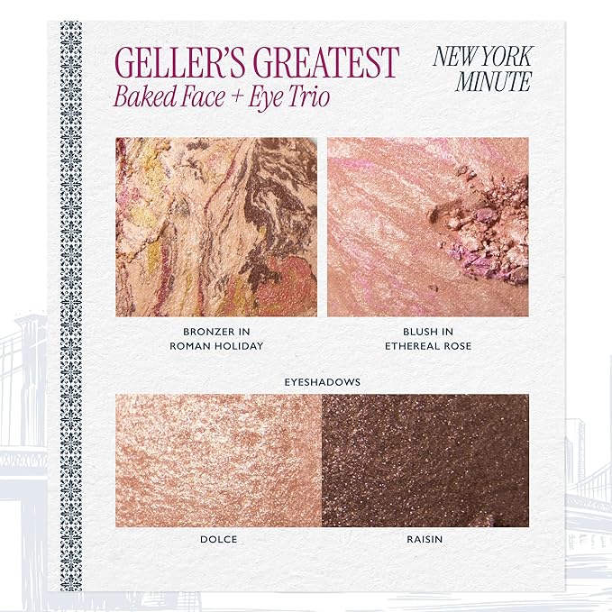 LAURA GELLER NEW YORK Holiday 2025 Gellers Greatest Kit - Baked Face & Eye Palette New York Minute + 4-in-1 Travel Makeup Brush