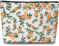 GREOXG Orange Print Makeup Bag, Small Travel Cosmetic Bag with Zipper, Cute Makeup Pouch Gift Ideas for Women Teen Girls Friends Mom Sisters Teacher Birthday Christmas Wedding Graduation-E31