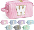YOOLIFE Monogram Cute Initial Pink Makeup Bags - Cosmetic Toiletry Pouch Make Up Case for Women's Friendship, Personalized Birthday Gifts