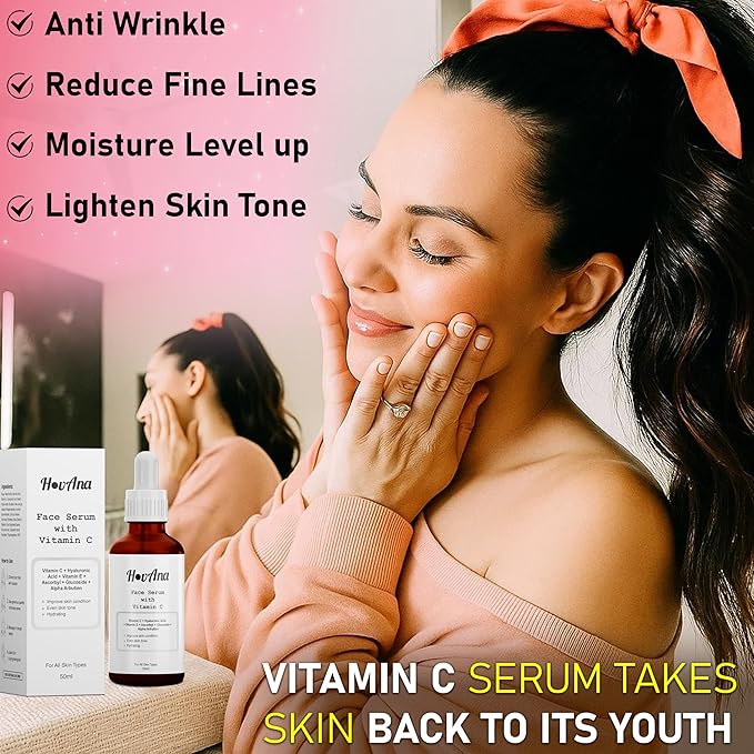 Vitamin C Serum for Face – Brightening, Dark Spot Corrector with Hyaluronic Acid & Vitamin E, Anti-Aging, Glowing Skin Facial Serum, 50ml