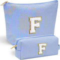 YOOLIFE Cute What Makes Up Bag - Blue Cotton Travel Essentials Cosmetic Beauty Graduation Engagement Personalized Thank You Gift For Women, Friend, Sister