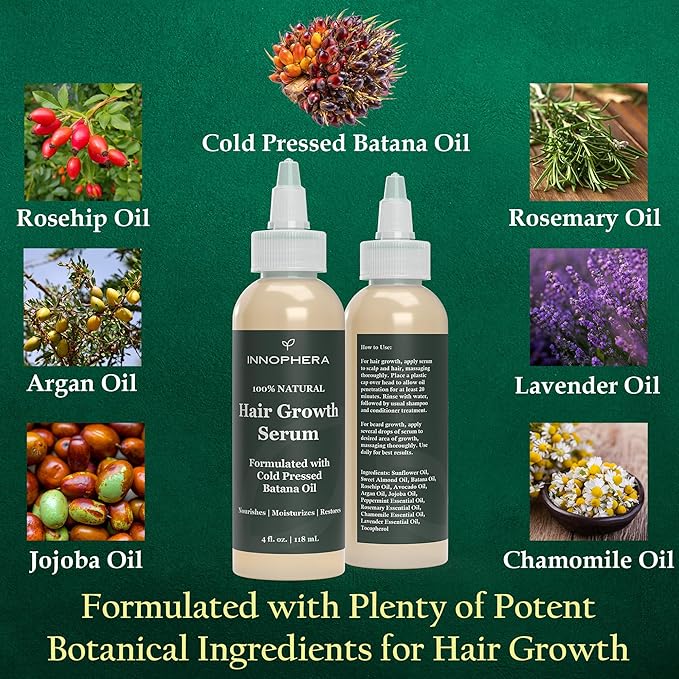 Batana Oil Hair Growth & Scalp Serum ‒ With Jojoba, Argan, Rosemary & Lavender Oils ‒ Natural Vegan Thickening, Moisturizing & Strengthening Serum ‒ 4 fl. oz.