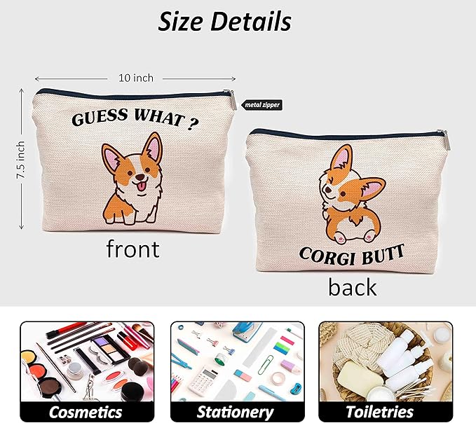 IWXYI Corgi Dog Make up Bag,Corgi Gifts For Corgi Lovers,Cute Corgi Make up Bag,Corgi Gifts