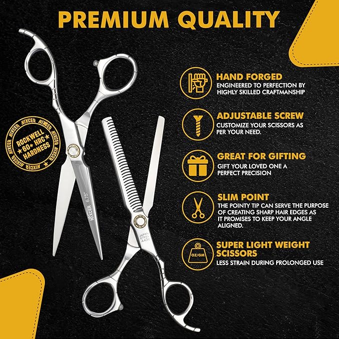 Professional Hairdressing Scissors - 6.75" Precision Hair Cutting Scissors C440 Japanese Steel, Featuring Long-lasting Sharpness and an Exquisite Design (Hair Cutting + Thinning)