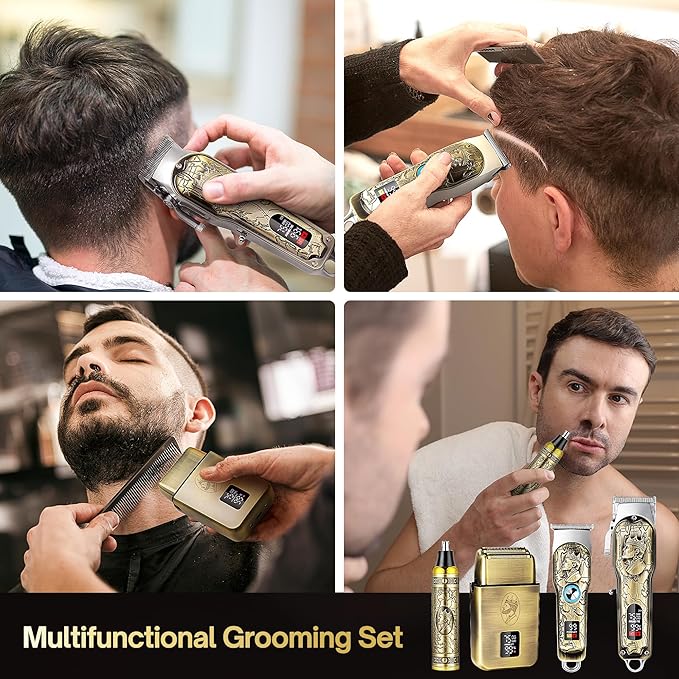 Professional Hair Clippers for Men Clippers and Trimmers Set, Cordless Hair Clippers, Haircutting Machine with Led Display for Barber Mens Grooming Kit