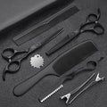 JASON Hair Cutting Scissors Set - Professional 10 PCS Haircut Scissors kit, Thinning Blender Scissors, Straight Shears with 30 Teeth for Men Women Home Salon Barber (6.5", Black) Christmas Gift