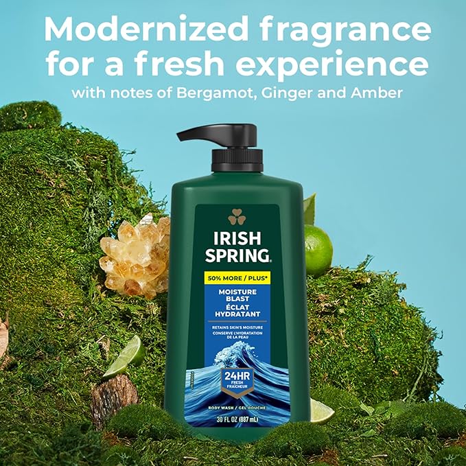 Irish Spring Moisture Blast Body Wash, 30 Oz Pump (Pack of 2)