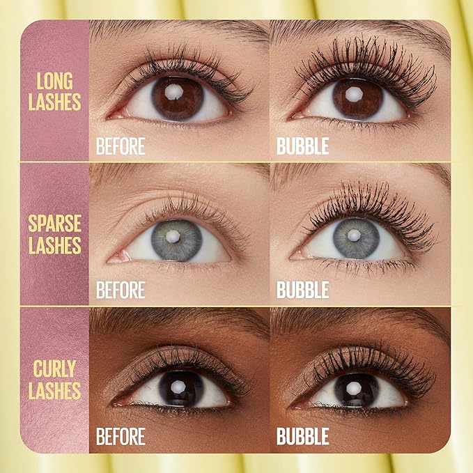 Maybelline The Colossal Bubble Washable Mascara, Buildable Mascara Volume and Length Formula for Bold, Separated Lashes, Very Black, 1 Count