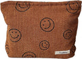 Cosmetic Bags for Women - Corduroy Cosmetic Bag Aesthetic Women Handbags Purses Smile Dots Makeup Organizer Storage Makeup Bag Girls Case Bags (A-Brown)