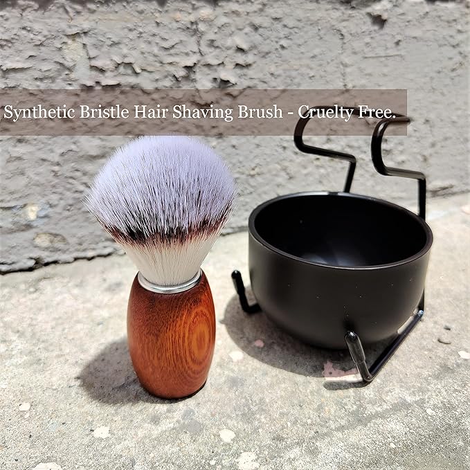 Shaving Brush Set for Men, 3pcs Shaving Set Includes Shaving Brush Shaving Bowl and Brush Stand