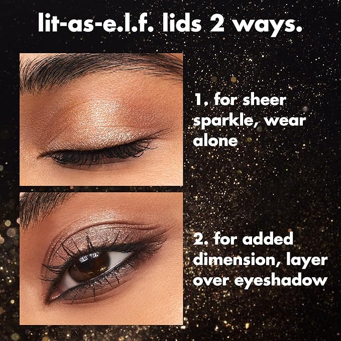 e.l.f. Fine As Fleck Glitter Eyeshadow, Long-Lasting Sheer Eye Makeup With A Shimmer Finish, Soft, Smooth Formula, Vegan & Cruelty-Free, Filthy Rich