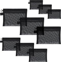 Quotidian Flat Clear Mesh Pencil Pouch Black Makeup Bag with Zipper Cosmetic Organizer 3-Size Pack of 9 - Travel Daily Use Home Storage Office