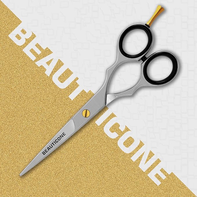 BEAUTICONE ® Hair Cutting Scissors - Professional Barber-Grade Salon Shears with Serrated & Razor Edge - Silver Premium & Extra Accs - Ultra Lightweight