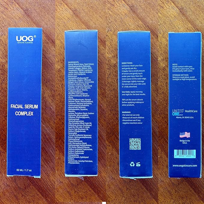 UOG (United One) Face Serum Complex – Hydrating & Firming Face Serum| Lifts, Tightens & Improves Skin Texture | Reduces Fine Lines & Wrinkles for Neck & Jawline | 50ml/1.7oz