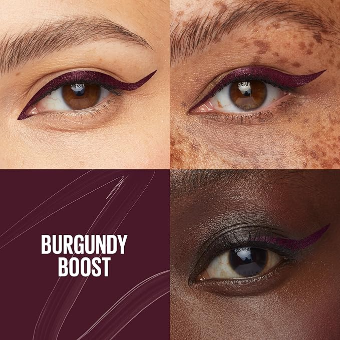 Maybelline Tattoo Studio Dip-Ink Liquid Eyeliner, Waterproof Eyeliner With Up to 24 Hour Wear, Burgundy Boost, 1 Count