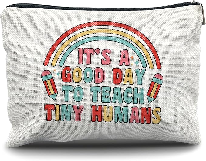 Nogrit Teacher Appreciation Makeup Cosmetic Bag, It's a Good Day to Teach Tiny Humans Watercolor Makeup Travel Toiletry Bag, Back to School Gifts for Teachers, Thank You Gifts for Teachers