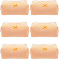 PAZIMIIK 6PCS Cozy Makeup Bag Small Aesthetic Travel Zipper Cosmetic Pouch for Women Make Up Beauty Accessories Brushes, Stripe Orange