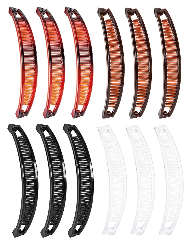 12 Pieces Banana Clip, Classic Clincher Combs for Women, 90s Banana Clips Styling Hair Accessories, Vintage Grip Comb for Fishtail Hair Fish Shape Ponytail Holder