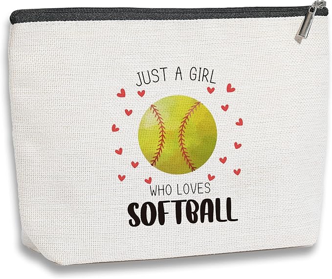 Softball Gifts Makeup Bag Inspirational Gifts for Women Her Softball Lovers Mom Sister Birthday Gifts for Female Coworker Friend BFF Besties