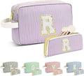 Travel Makeup Bag Christmas Gifts for Women Girl Teens, Personalized Initial Makeup Bag for Cute Teen Girls, Preppy Stuff Toiletry Bag Cosmetic Bag, Teen Girls Gift Trendy Stuff, Letter R
