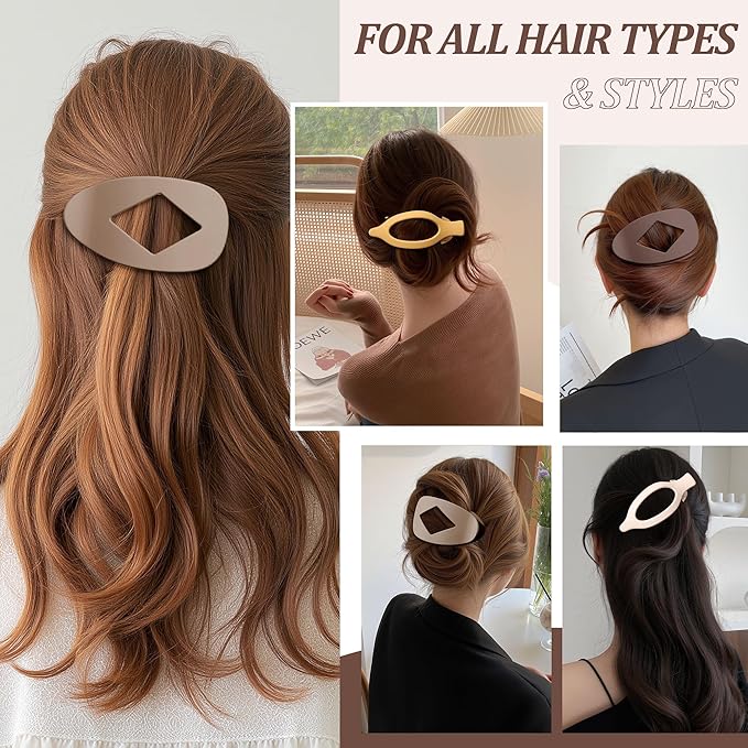 Lourny Flat Hair Clips for Women, 6PCS Flat Claw Clips for Thin Hair Lightweight Non-Slip Claw Clips for Women