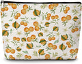 GREOXG Orange Print Makeup Bag, Small Travel Cosmetic Bag with Zipper, Cute Makeup Pouch Gift Ideas for Women Teen Girls Friends Mom Sisters Teacher Birthday Christmas Wedding Graduation-E32