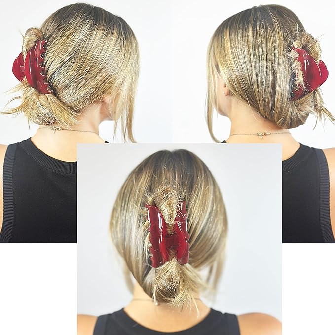 Camila Paris CP2529 French Hair Clip for Women for Thick Hair for Long Curly Wavy Hair, Red, Girls Hair Claw Clips Jaw Styling Hair Accessories for Women, Strong Hold No Slip Grip, Made in France