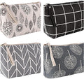 4 Pcs Canvas Cosmetic Bag, Multi-function Travel Makeup Bag Cosmetic Pouch with Zipper Travel Toiletry Bag Small Makeup Pouch Christmas Gifts Stocking Stuffers for Women