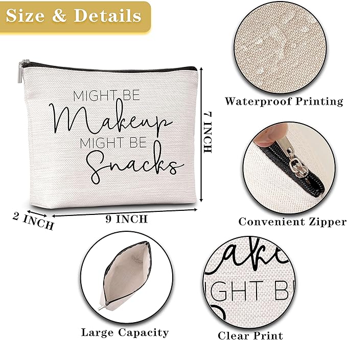 GREOXG Makeup Bag Gifts for Women Who Have Everything, Might Be Makeup Might Be Snacks Travel Cosmetic Bag, Friendship Gifts for Girls Teens Women Birthday Christmas Graduation-A03