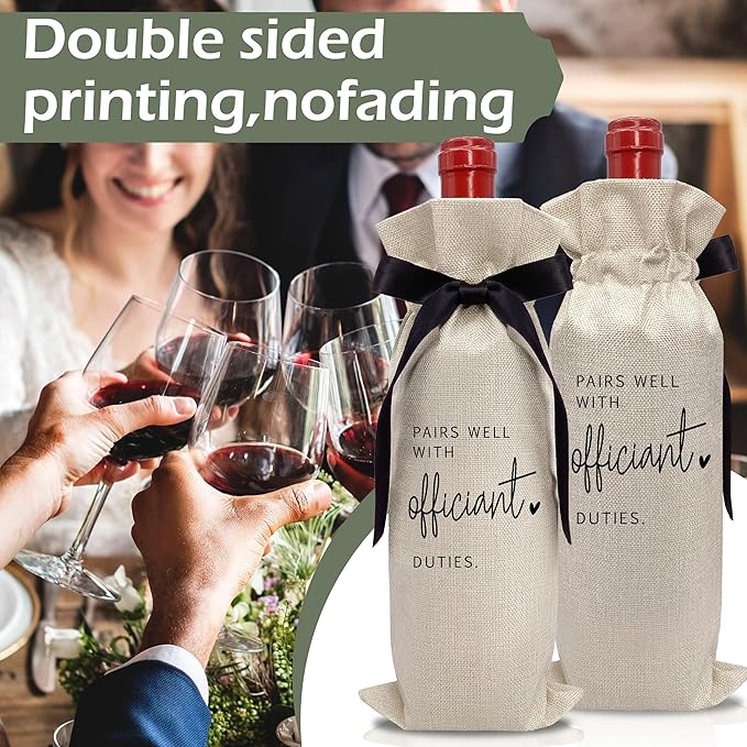 RYIGYWE 1 PCS Black Bow Ribbon Ideas Engagement Gift Wine Bag - Bride to Be Gifts for Bridesmaids Bride Groom Couples Her Him Officiant Gift for Getting Married Engagement Bridal Shower - A57